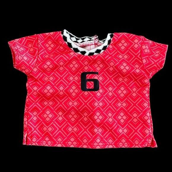 American Girl Doll Red Soccer Jersey Shirt #6 Dolls Clothing Top - Picture 1 of 3